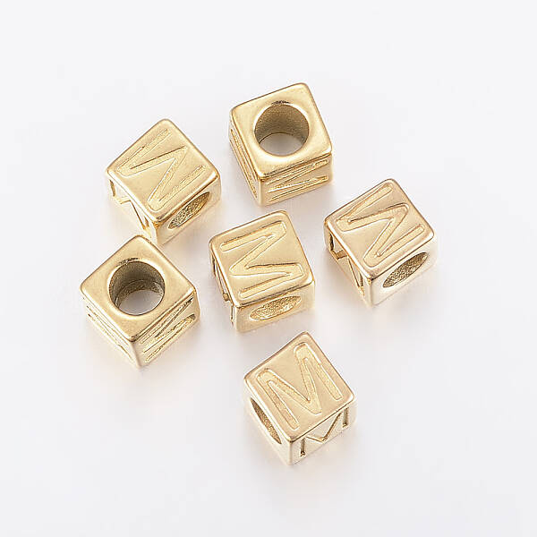 304 Stainless Steel Large Hole Letter European Beads