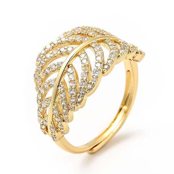 Clear Cubic Zirconia Leaf Adjustable Ring