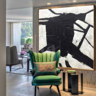 Black And White Abstract Art Acrylic Painting Abstract Original Oil Painting Franz Kline style | INVISIBLE SHAPES