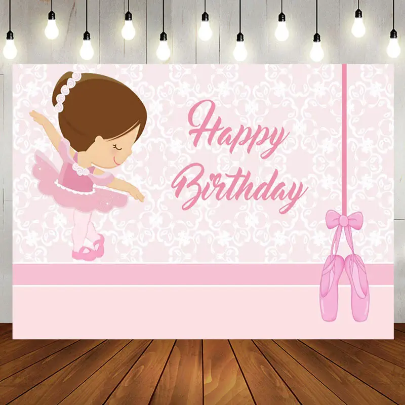 Pink Wall Ballet Shoes Birthday Backrop For Girls - Aperturee