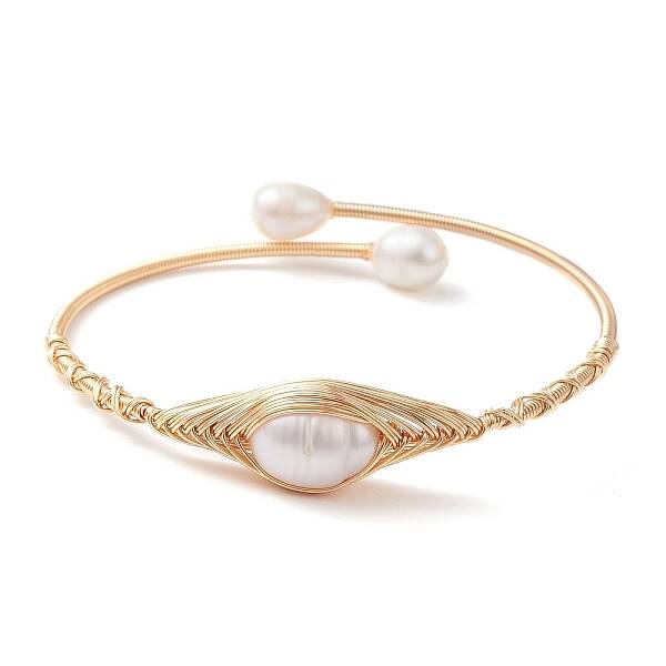 Natural Pearl Beaded Cuff Bangles
