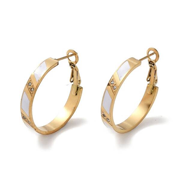 304 Stainless Steel Rhinestone Hoop Earrings for Women