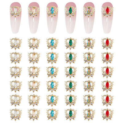 36Pcs 6 Colors Alloy Rhinestone Cabochons