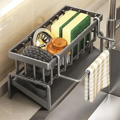 Kitchen Accessories Kitchen Sink Drain Rack &Stainless metal spongerack,  Metal Sponge Drain Holder  Multifunctional Storage ...