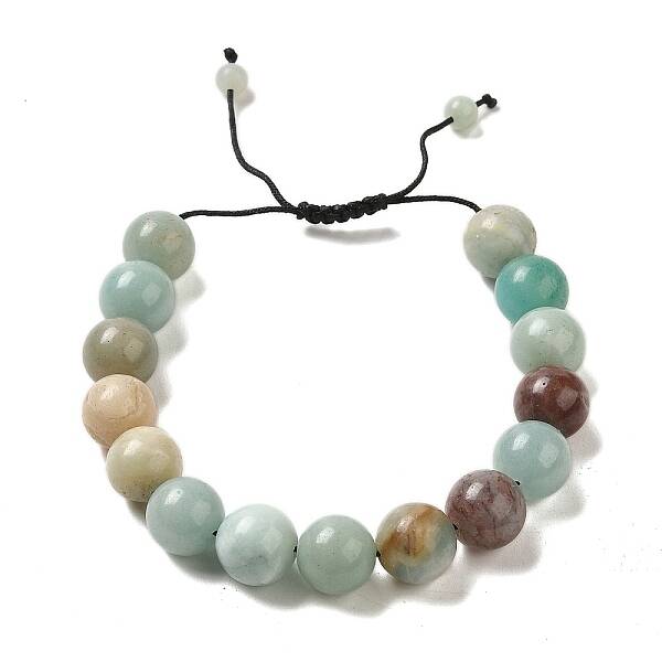 12.5mm Round Natural Flower Amazonite Braided Bead Bracelets for Women Men