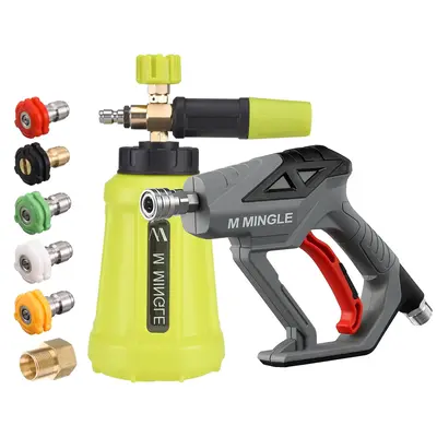 M MINGLE High Pressure Washer Gun Snow Foam Lance, 4000 PSI Cannon Foam Blaster Power Washer with M22 1/4\