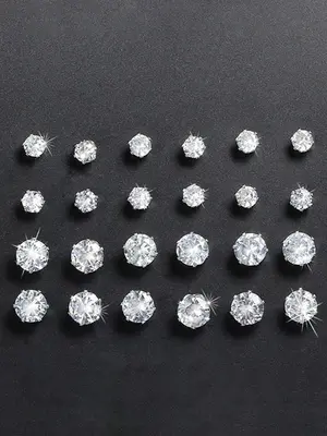 Women's Mixed Size Elegant Rhinestones Decor Stud Earrings, Ear Jewelry For Party, Daily Clothing Decor For Girl