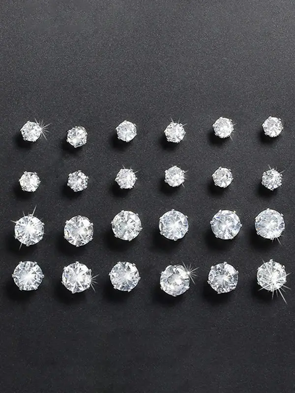 Women's Mixed Size Elegant Rhinestones Decor Stud Earrings, Ear Jewelry For Party, Daily Clothing Decor For Girl