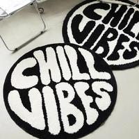 Round Area Rug, 1 Count Letter Pattern Non-slip Washable Floor Mat, Decorative Carpet for Home Living Room Bedroom Study Room...