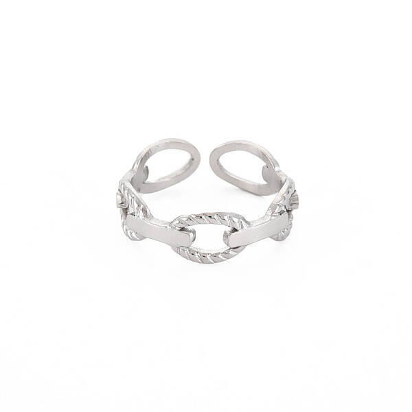 Non-Tarnish 304 Stainless Steel Cable Chain Shape Open Cuff Ring for Women