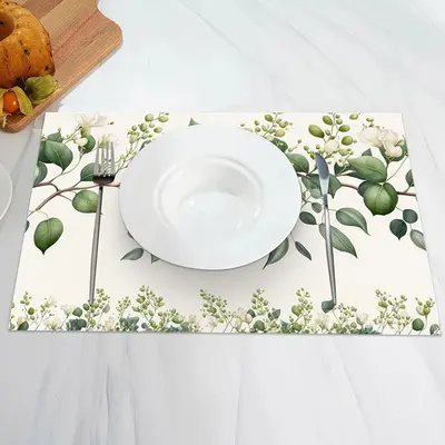 White Floral Greenery Vintage Set Of 4 Placemats - Aperturee