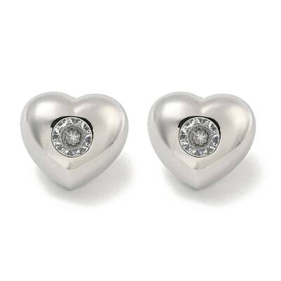 Brass Micro Pave Cubic Zirconia Stud Earrings for Women