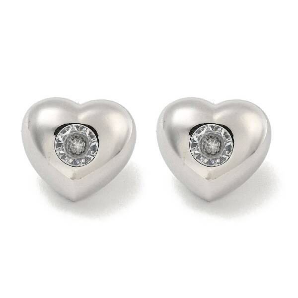 Brass Micro Pave Cubic Zirconia Stud Earrings for Women