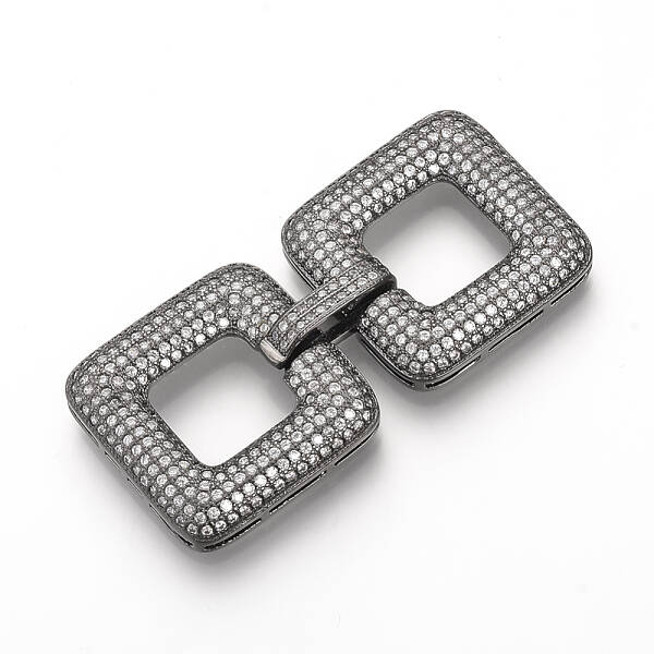 Brass Micro Pave Cubic Zirconia Fold Over Clasps