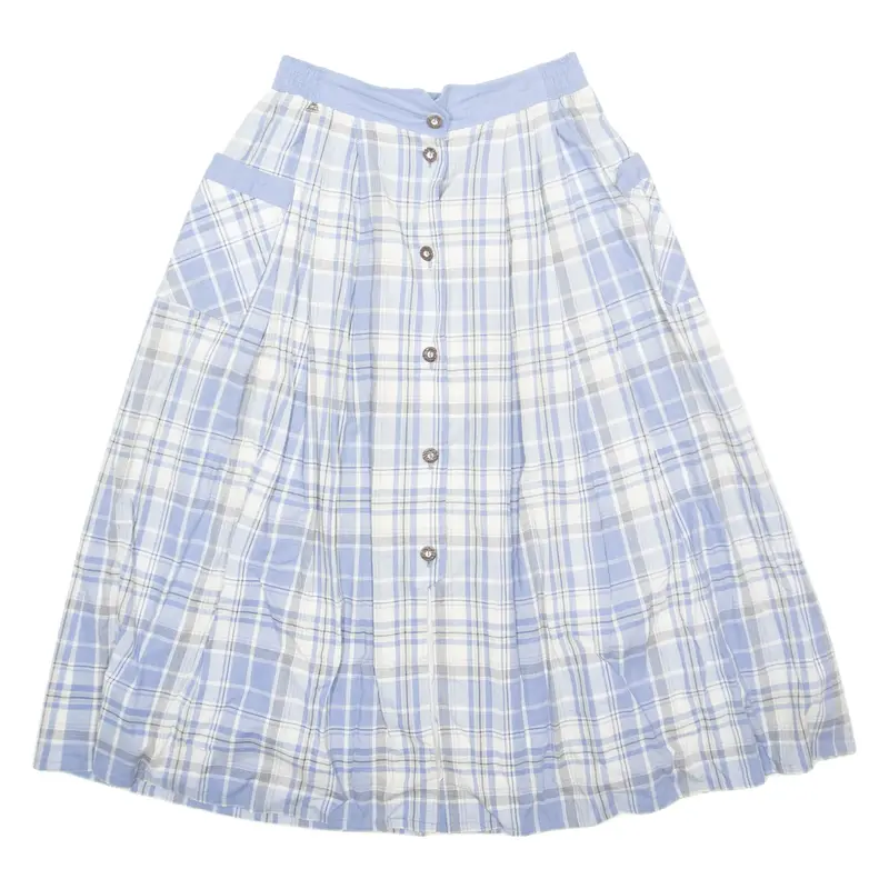 JULIUS LANG Womens A-Line Skirt Blue Long Check M