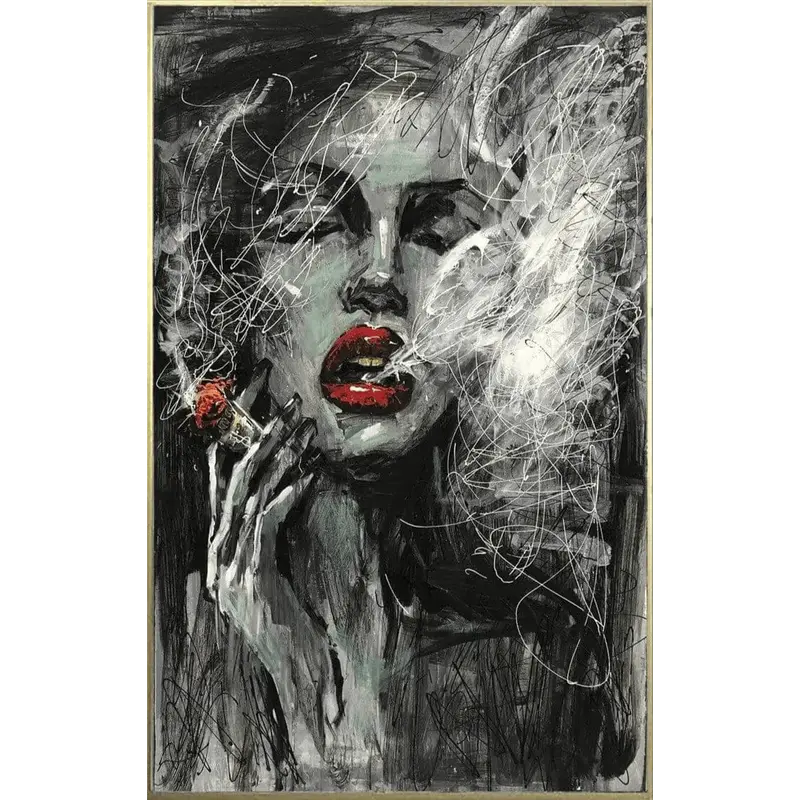 Abstract Figurative Oil Painting Smoking Woman Wall Art On Canvas Sexy Woman Painting Abstract Wall Art | THE SMOKE