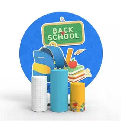 Aperturee Blue Bag Back To School Round Backdrop Kit For Kids | Round Backdrop Stand Covers | Round Backdrop Fabric Cover | B...