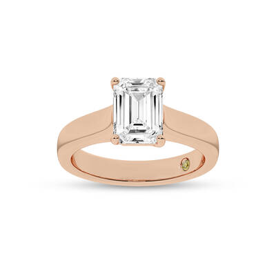 Bold Cross Prong Emerald Cut Lab Grown Diamond Solitaire Ring | 18K Rose Gold 3 CT. TW.