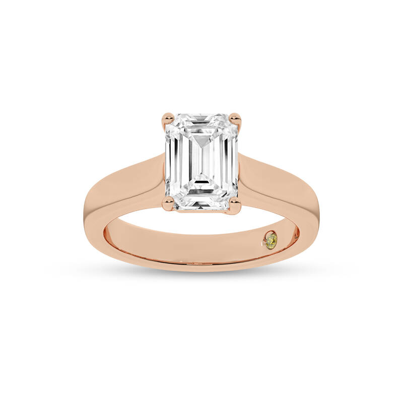 Bold Cross Prong Emerald Cut Lab Grown Diamond Solitaire Ring | 18K Rose Gold 3 CT. TW.