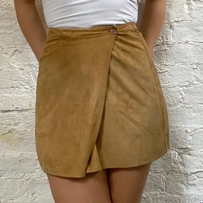 Unbranded Mini Skirt - 25W UK 6 Beige Suede