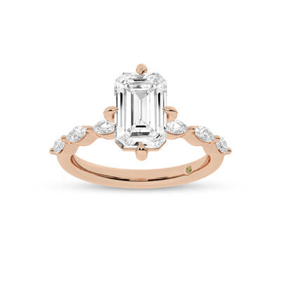 Cabo Emerald Cut Lab Grown Diamond Engagement Ring | 10K Rose Gold 3 5/8 CT. TW.