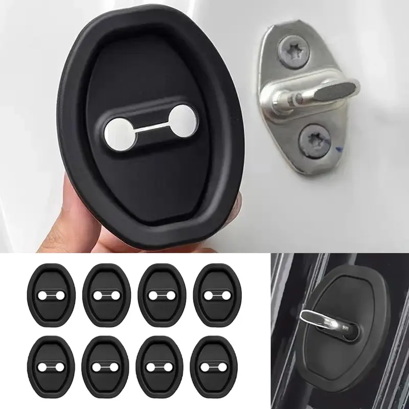 8pcs Car Door Lock Silicone Cover, Silent Vehicle Pad Stable Exterior Accessories for Automobile Quietness Noise Reduction Pr...