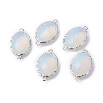 Platinum Tone Brass Opalite Links connectors