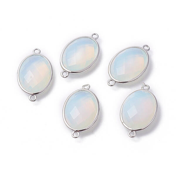 Platinum Tone Brass Opalite Links connectors