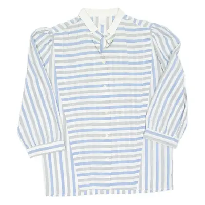 Womens Printed Blouse Blue 3/4 Sleeve Striped S