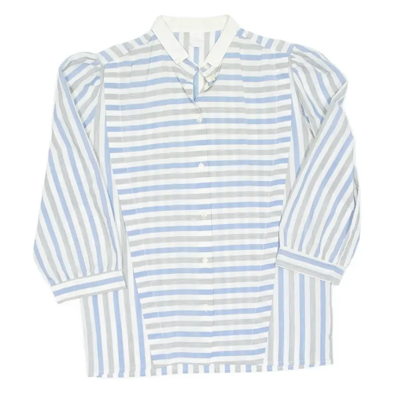 Womens Printed Blouse Blue 3/4 Sleeve Striped S