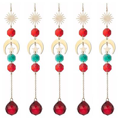 Glass Teardrop & Octagon Window Hanging Suncatchers