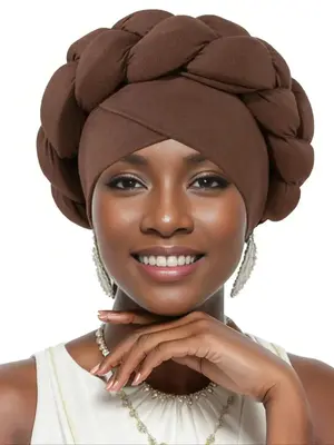 Women's Simple Style Solid Color Braid Design Turban, Casual Elegant Comfortable Hair Turban, Fashionable Head Wrap for Women...