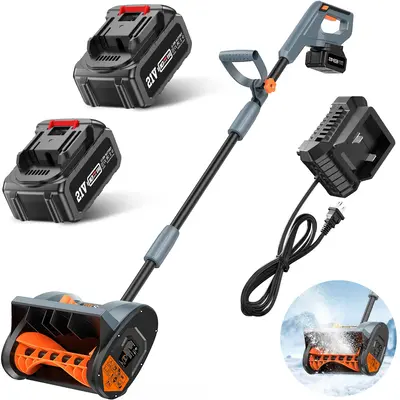 【BlackFriday Deal】TaskStar 12'' 20V Cordless Snow Blower -  Electric Shovel with Two 4.0Ah Battery, Adjustable Handle, Di...