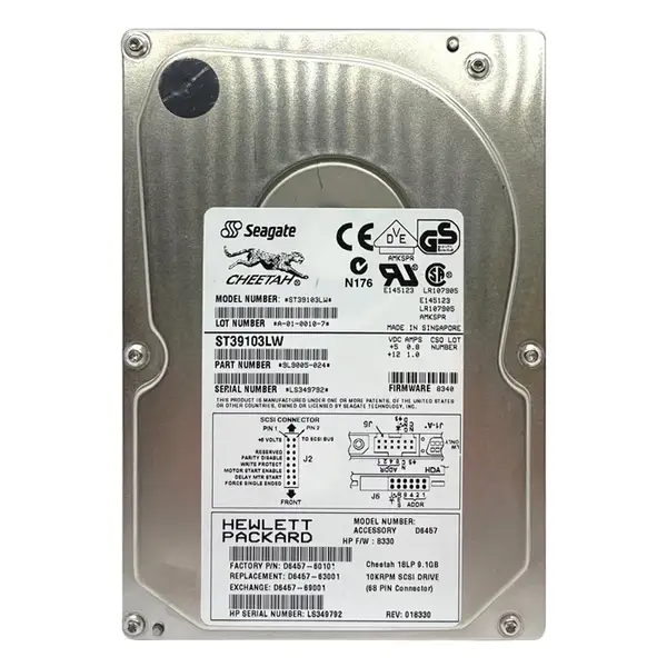 D6457-60101 HP 9.1GB Wide Ultra2 SCSI 10000 3.5-inch Hard Drive