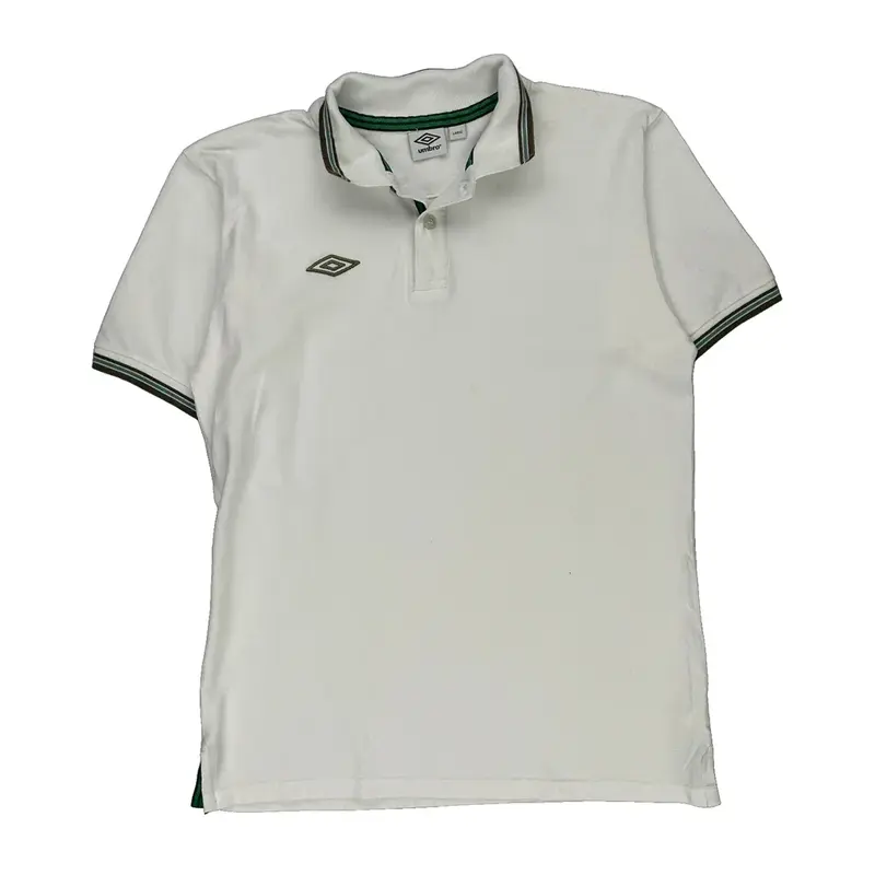 Umbro Polo Shirt - Large White Cotton