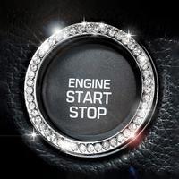 Car Engine Start Stop Button Decorative Ring, 1 Count Rhinestones Decor Car Interior Accessories, Universal Car Interior Acce...