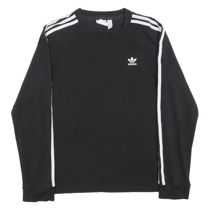 ADIDAS Womens T-Shirt Black Long Sleeve UK 10