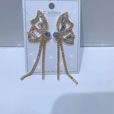 Fashionable luxury Clear Cubic Zirconia & Rhinestone Butterfly Stud Earrings