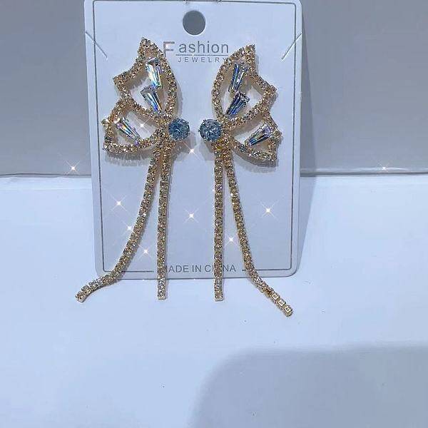 Fashionable luxury Clear Cubic Zirconia & Rhinestone Butterfly Stud Earrings