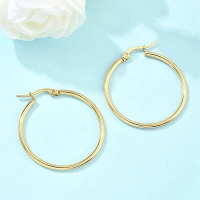 Ion Plating(IP) 304 Stainless Steel Hoop Earrings