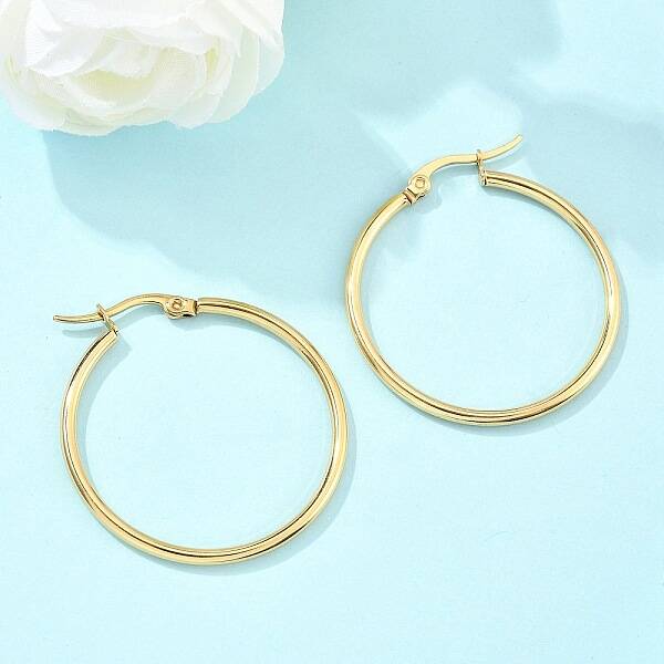 Ion Plating(IP) 304 Stainless Steel Hoop Earrings