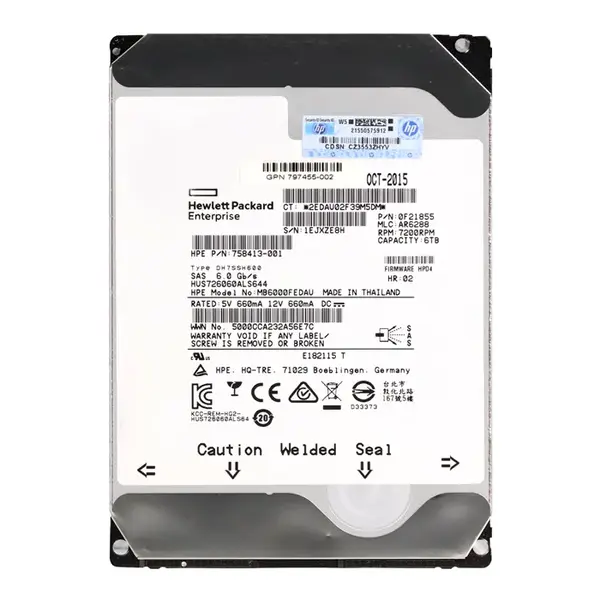 0F21855 HP 6TB 6Gb/s SAS 7200 3.5-Inch 64MB Hard Drive