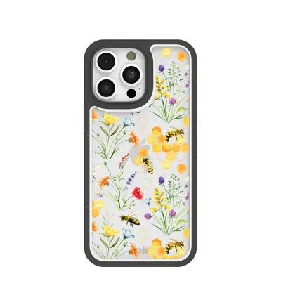 Clear Sweet Bees iPhone 16 Pro Max Case With Black Ridge
