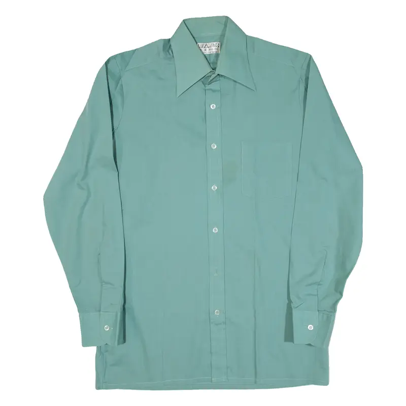 Mens Plain Shirt Green Long Sleeve S