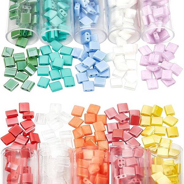 760Pcs 10 Colors 2-Hole Glass Seed Beads