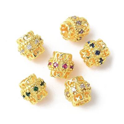 Brass Micro Pave Cubic Zirconia European Beads