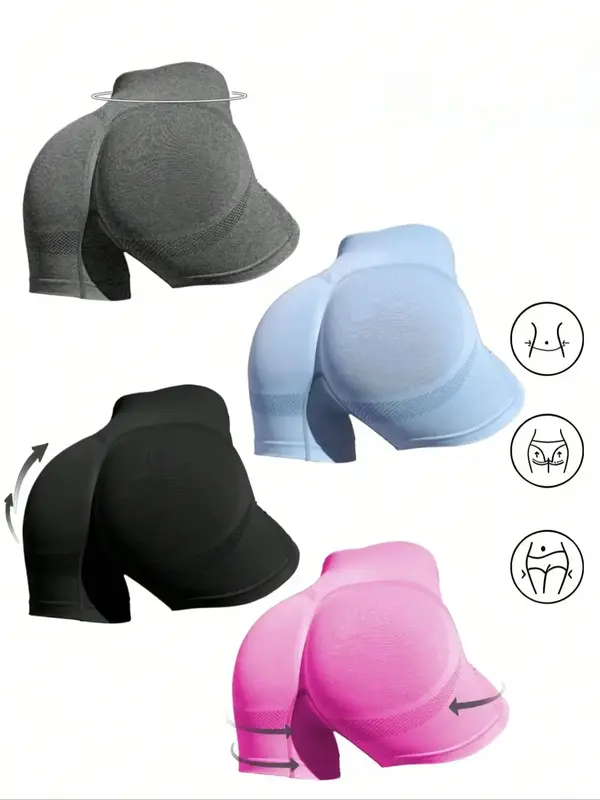 Women's Plain Ruched High Waist Athletic Shorts, Sporty Comfy Breathable Skinny Shorts for Gym Workout Running, Gym Shorts, B...