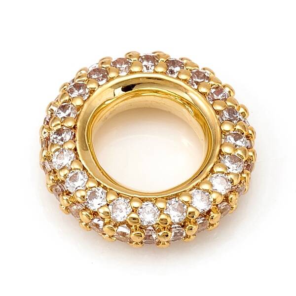 Brass Micro Pave Cubic Zirconia European Beads