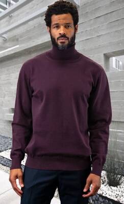 Suit And Turtleneck Combo - Turtleneck Prom Outfits - Prom Turtleneck  Eggplant Suit