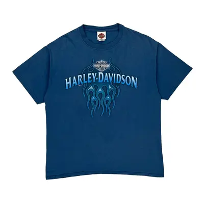 Hillbilly Harley Davidson T-Shirt - Large Blue Cotton